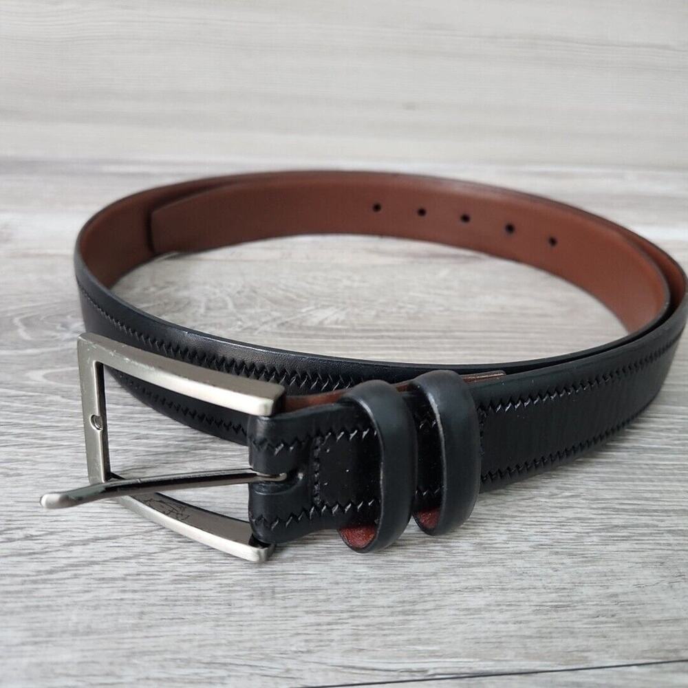 Saks Fifth Avenue Mens Black Calf Leather Italian Embossed Belt ITALY Size 40